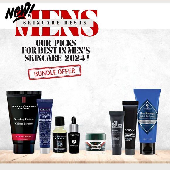 Bundle 8 MENS SKINCARE Skin Favorites Kiehl's Jack Black Lancome Deluxe Samples - Picture 1 of 6